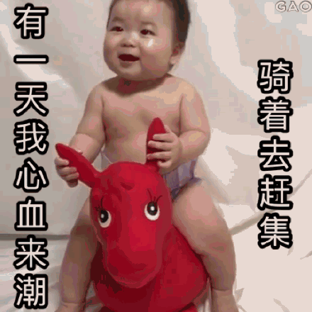 黄夏温骑玩具毛驴搞笑微信表情包