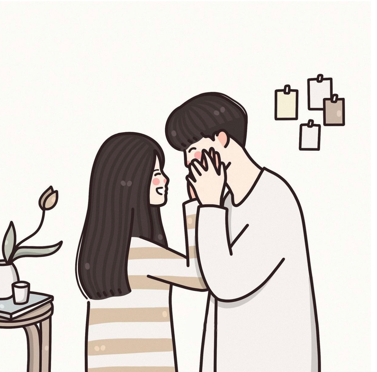 手绘简约且实用情侣微信头像