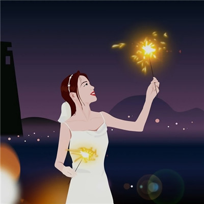 梦幻的插画风情侣微信头像