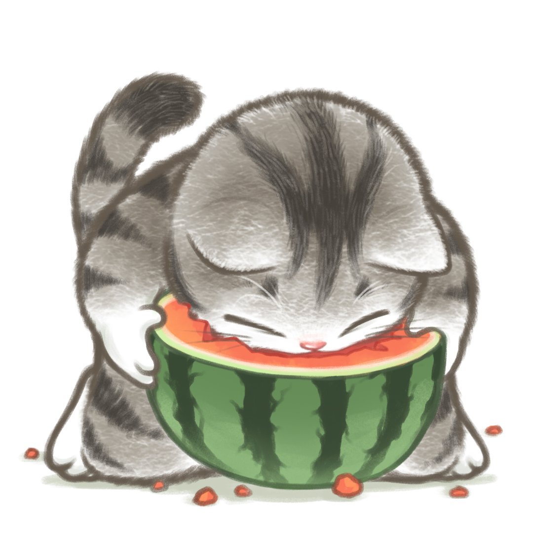 猫猫吃瓜可爱微信头像