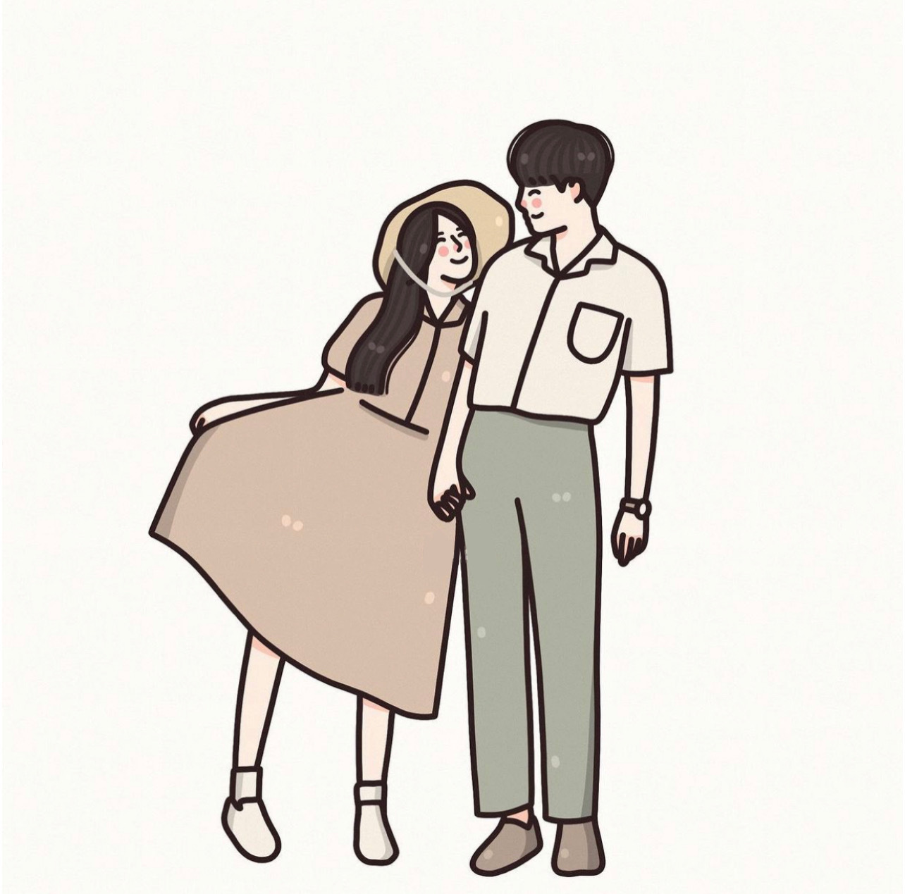 手绘简约且实用情侣微信头像