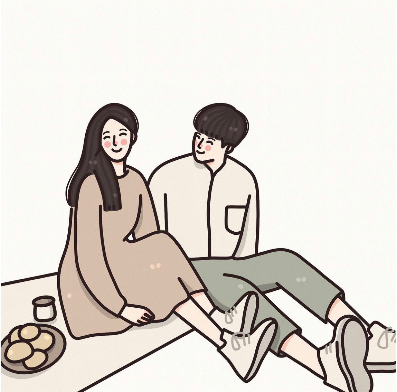 手绘简约且实用情侣微信头像