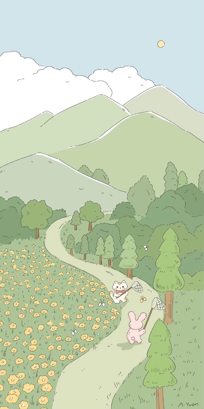 手绘绿色春天的微信朋友圈配图