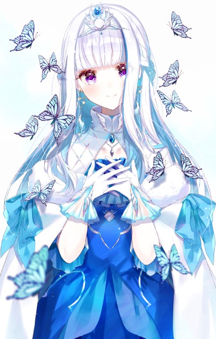 二次元蓝色系美少女微信头像