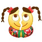 扎着小辫子穿着花棉袄的黄脸微信表情包