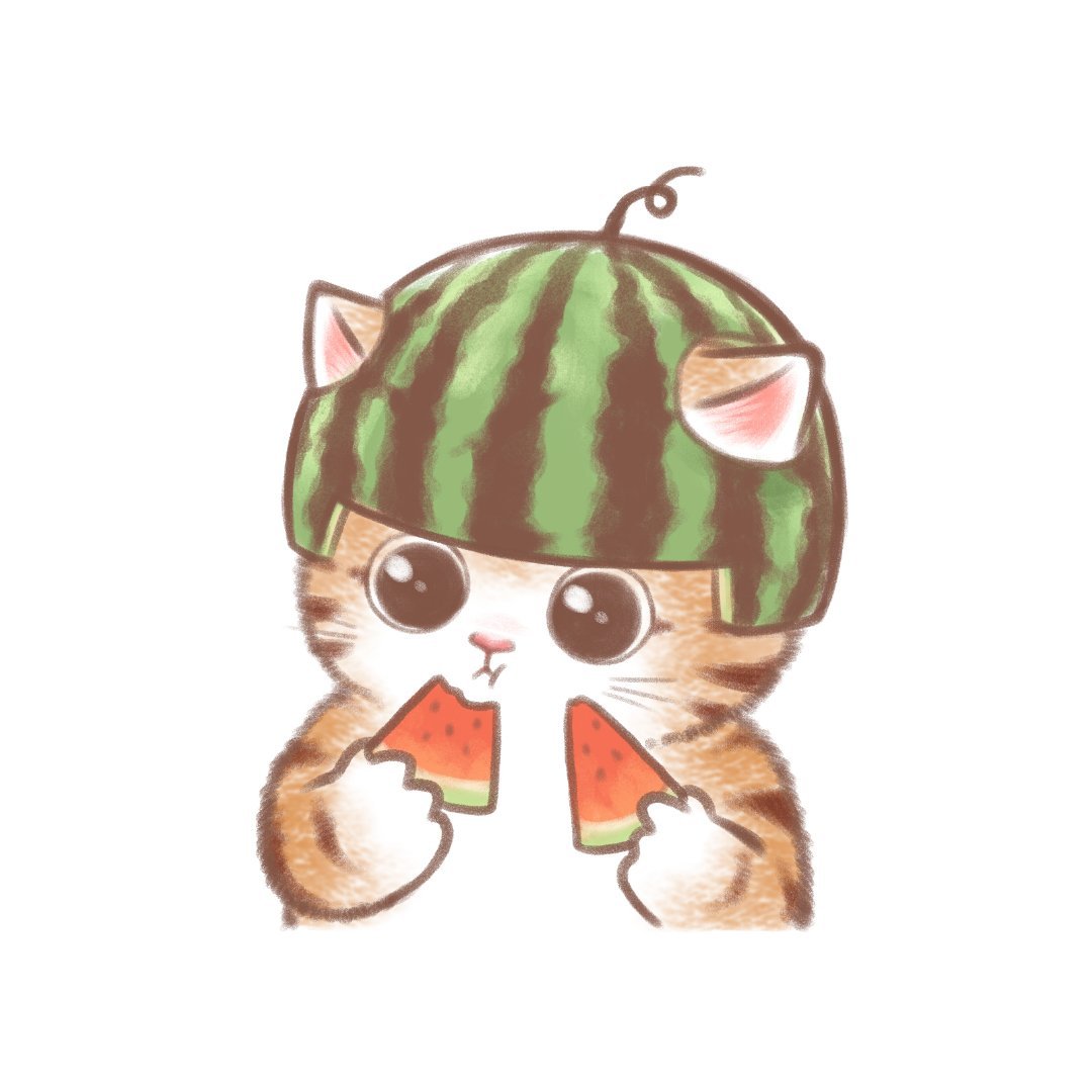猫猫吃瓜可爱微信头像