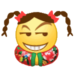 扎着小辫子穿着花棉袄的黄脸微信表情包