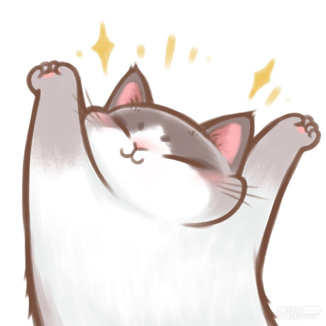 手绘卡通猫猫伸懒腰可爱微信头像