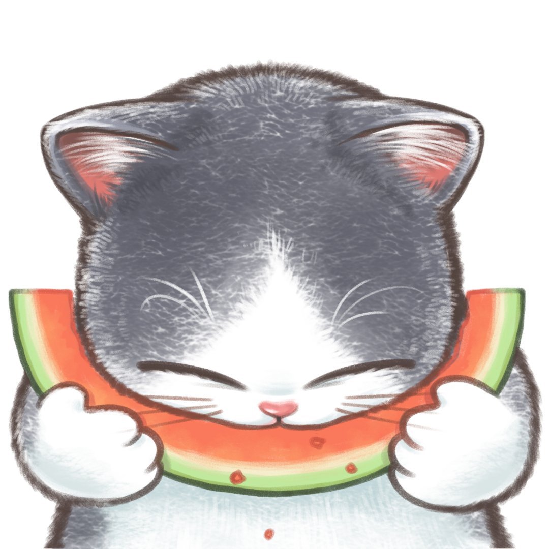 猫猫吃瓜可爱微信头像