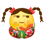 扎着小辫子穿着花棉袄的黄脸微信表情包
