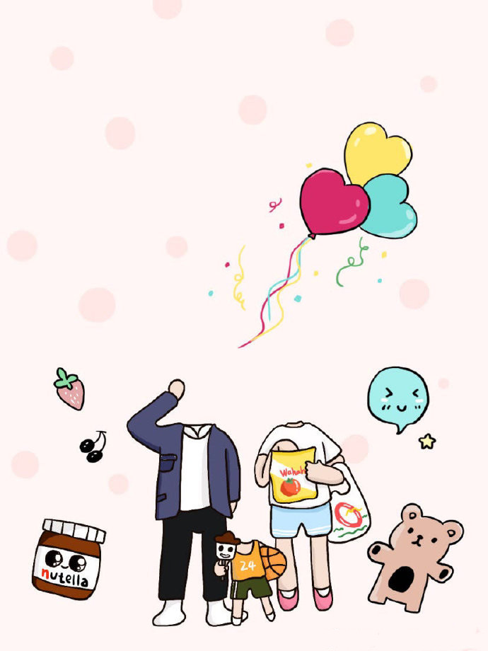 一家三口好玩的抠图微信素材图片