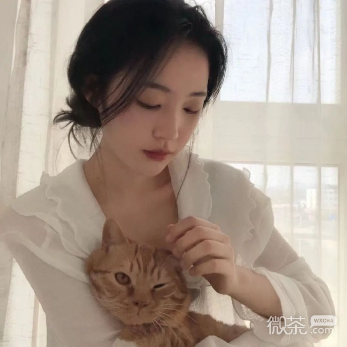 真人美女抱喵星人微信头像