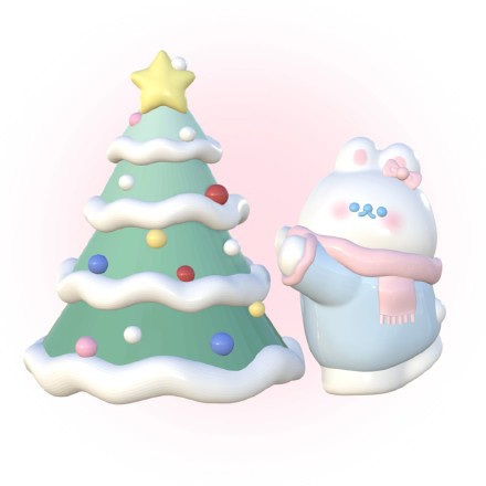 熊熊和兔兔圣诞节可爱手机壁纸