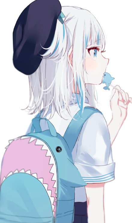 二次元蓝色系美少女微信头像