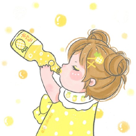 卡通爱喝汽水的小孩微信头像