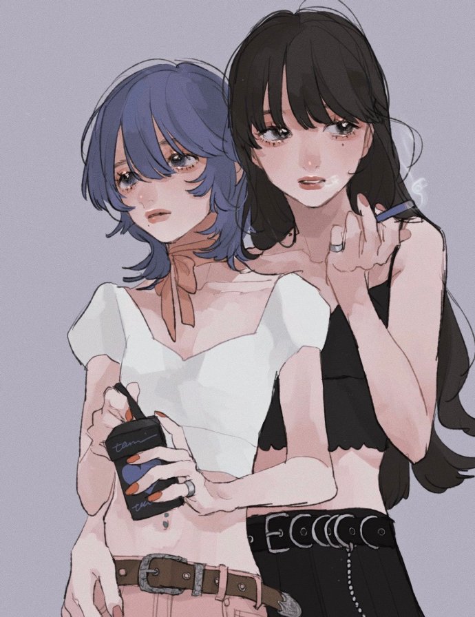 超酷超飒的手绘小姐姐微信头像