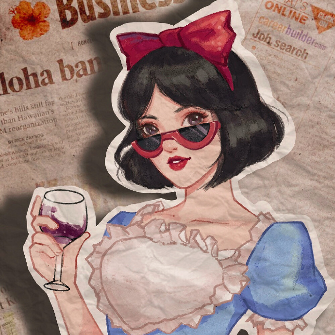 酷酷的迪士尼公主手绘微信头像