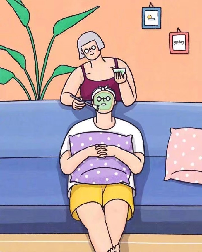 幸福甜蜜浪漫的插画微信聊天背景图