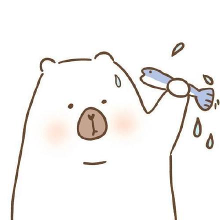 手绘卡通北极熊抓鱼可爱微信头像