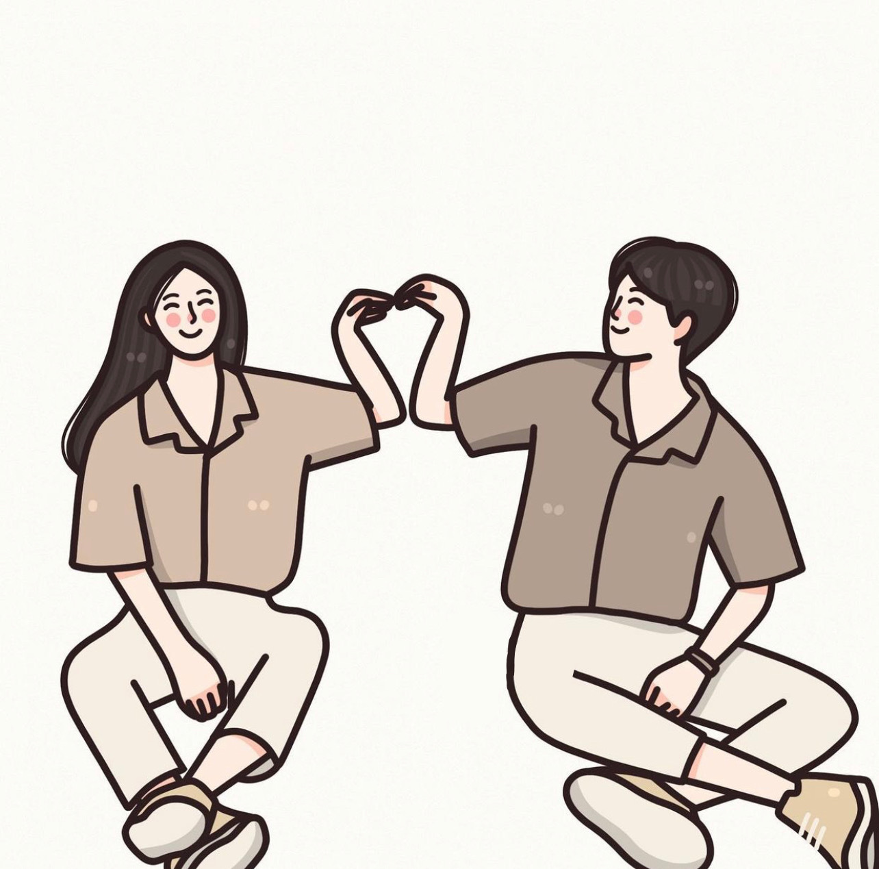 手绘简约且实用情侣微信头像