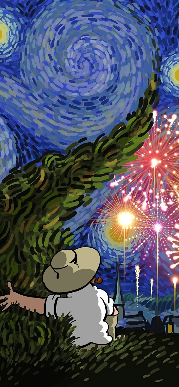 梵高插画微信朋友圈背景图