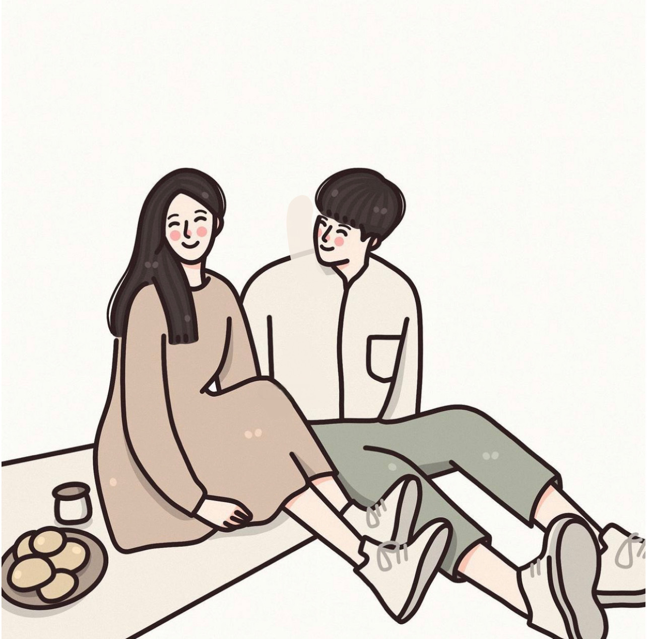 手绘简约且实用情侣微信头像