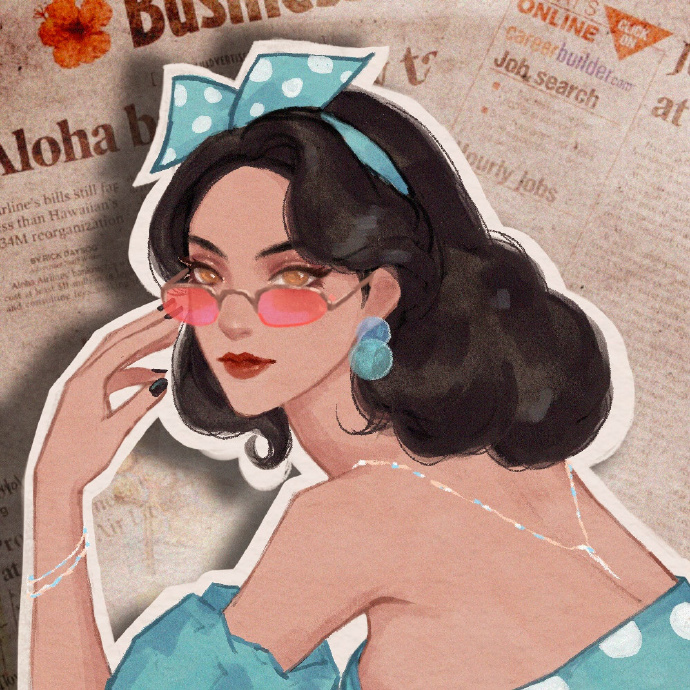 酷酷的迪士尼公主手绘微信头像