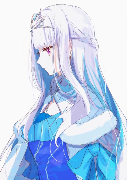 二次元蓝色系美少女微信头像