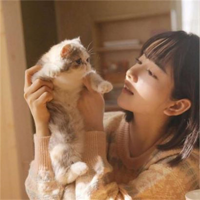 抱着猫的高颜值女生微信头像