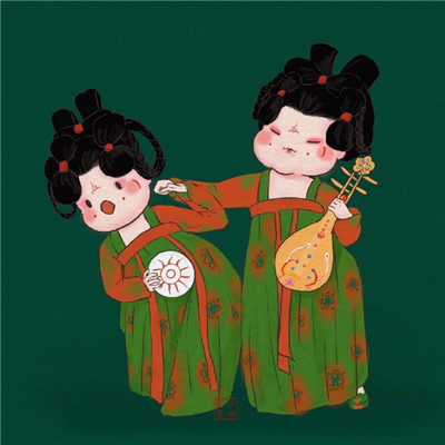 唐宫夜宴插画女微信头像