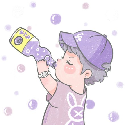 卡通爱喝汽水的小孩微信头像