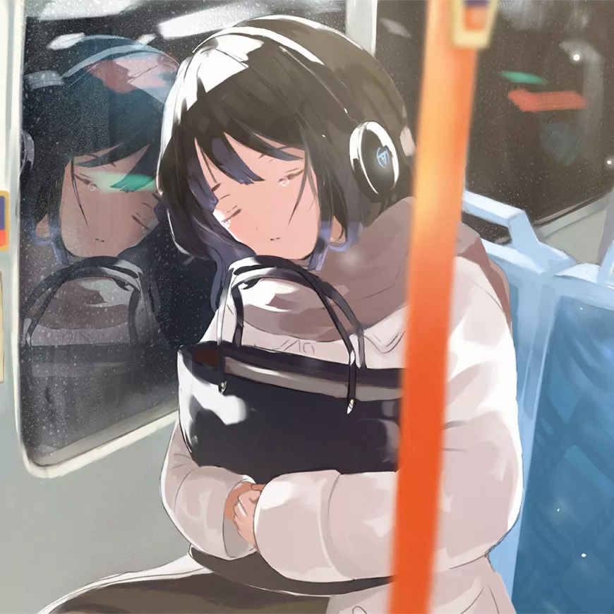 好看的动漫头像：靠边睡着的时候