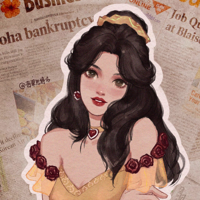 酷酷的迪士尼公主手绘微信头像