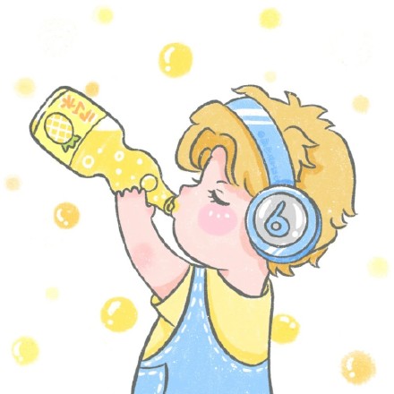 卡通爱喝汽水的小孩微信头像