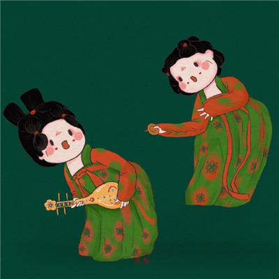 唐宫夜宴插画女微信头像