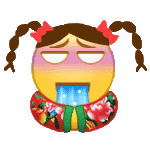 扎着小辫子穿着花棉袄的黄脸微信表情包