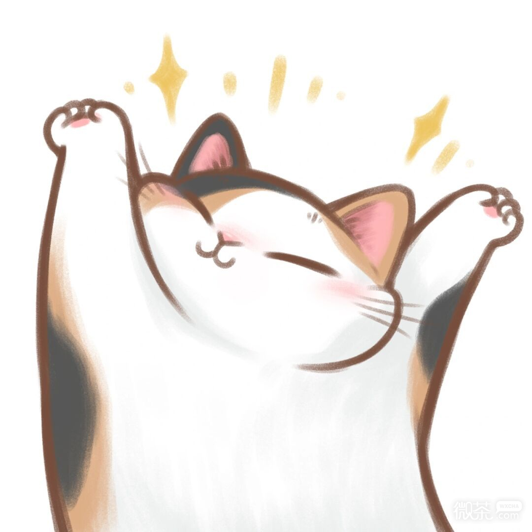 手绘卡通猫猫伸懒腰可爱微信头像