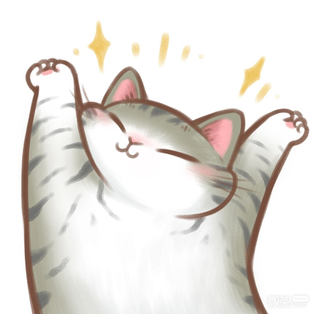 手绘卡通猫猫伸懒腰可爱微信头像