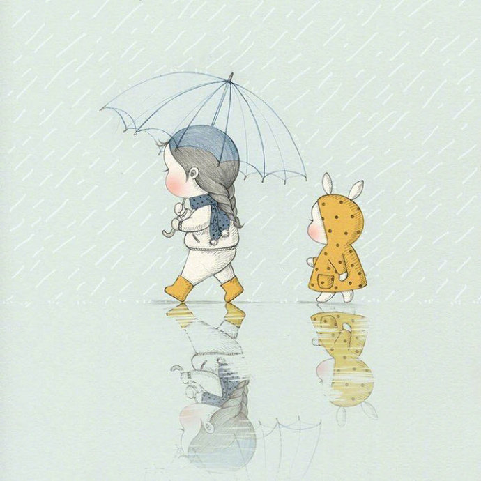 超美超可爱的卡通插画微信素材图片