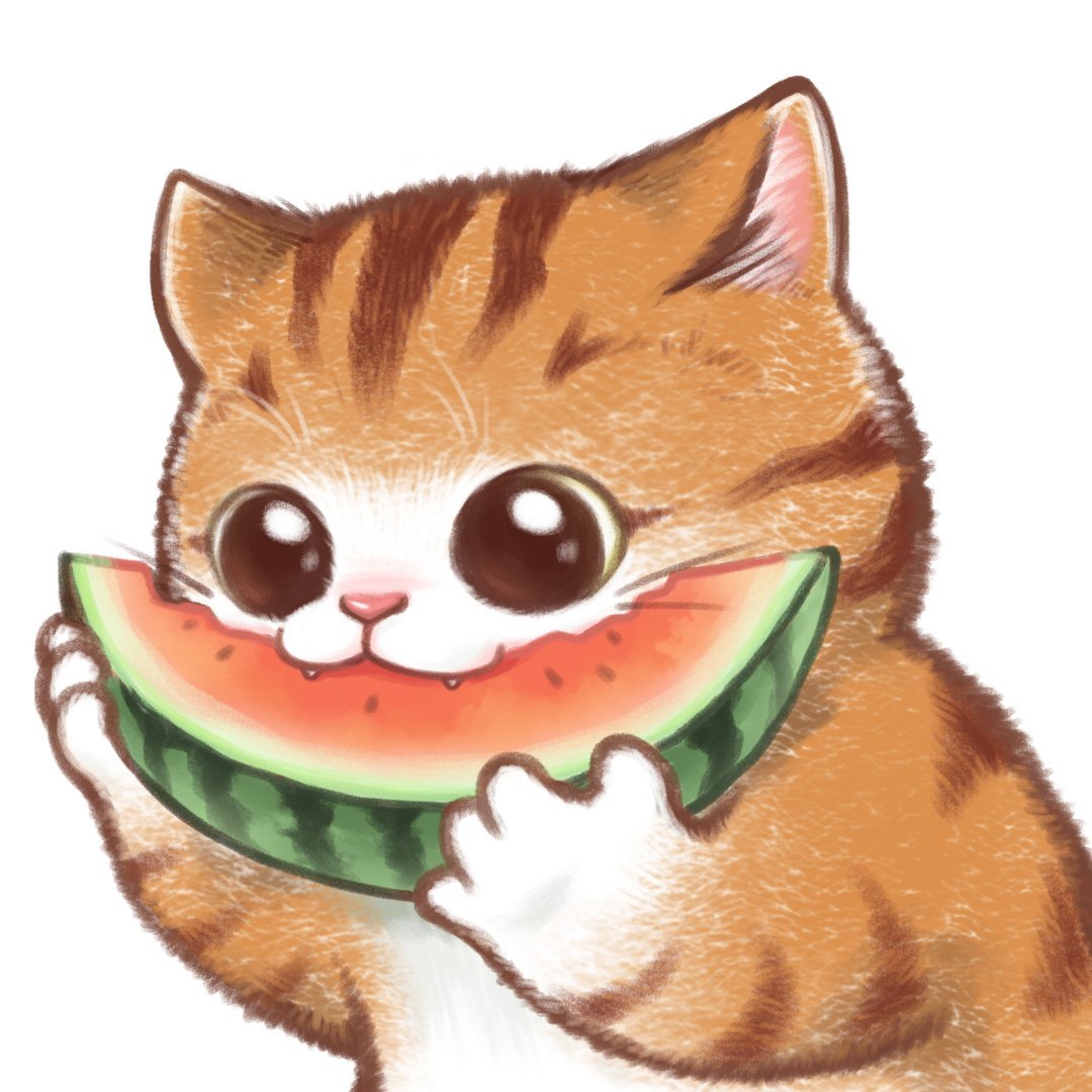 猫猫吃瓜可爱微信头像