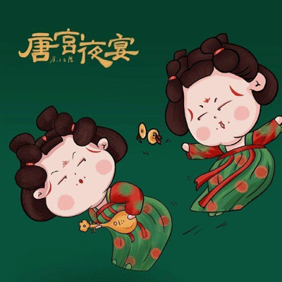 唐宫夜宴插画女微信头像