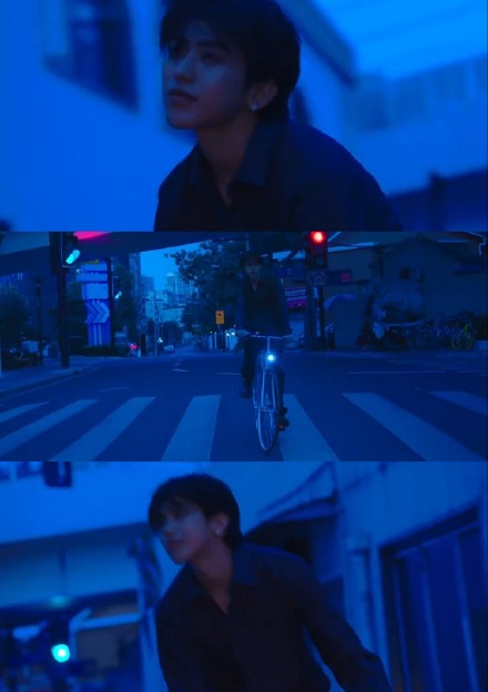 夜晚骑车帅气蔡徐坤写真微信头像