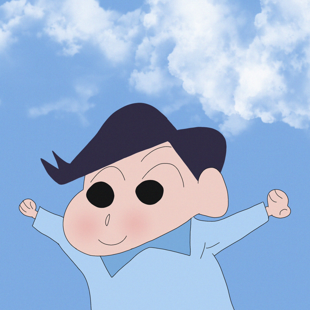 蓝天白云背景图蜡笔小新可爱微信头像