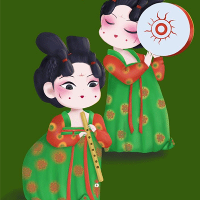 唐宫夜宴插画女微信头像