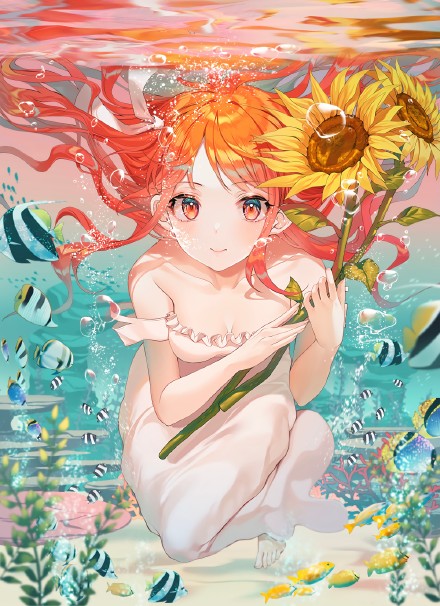 二次元向日葵美少女手机壁纸