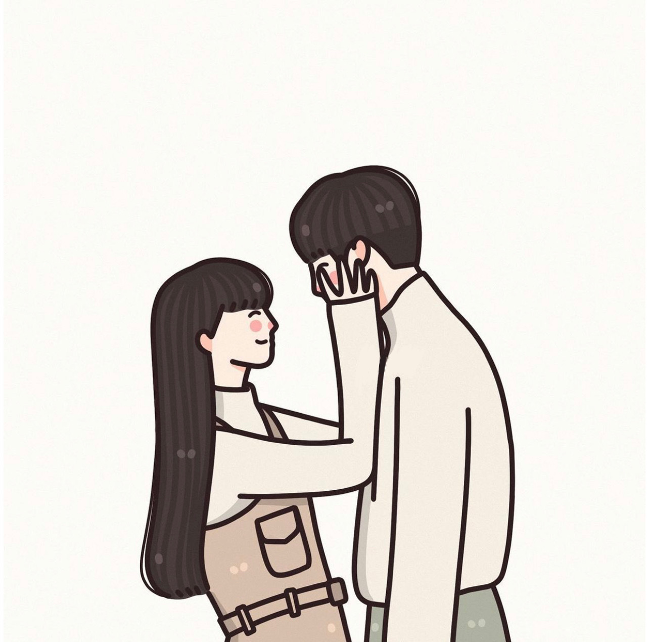 手绘简约且实用情侣微信头像