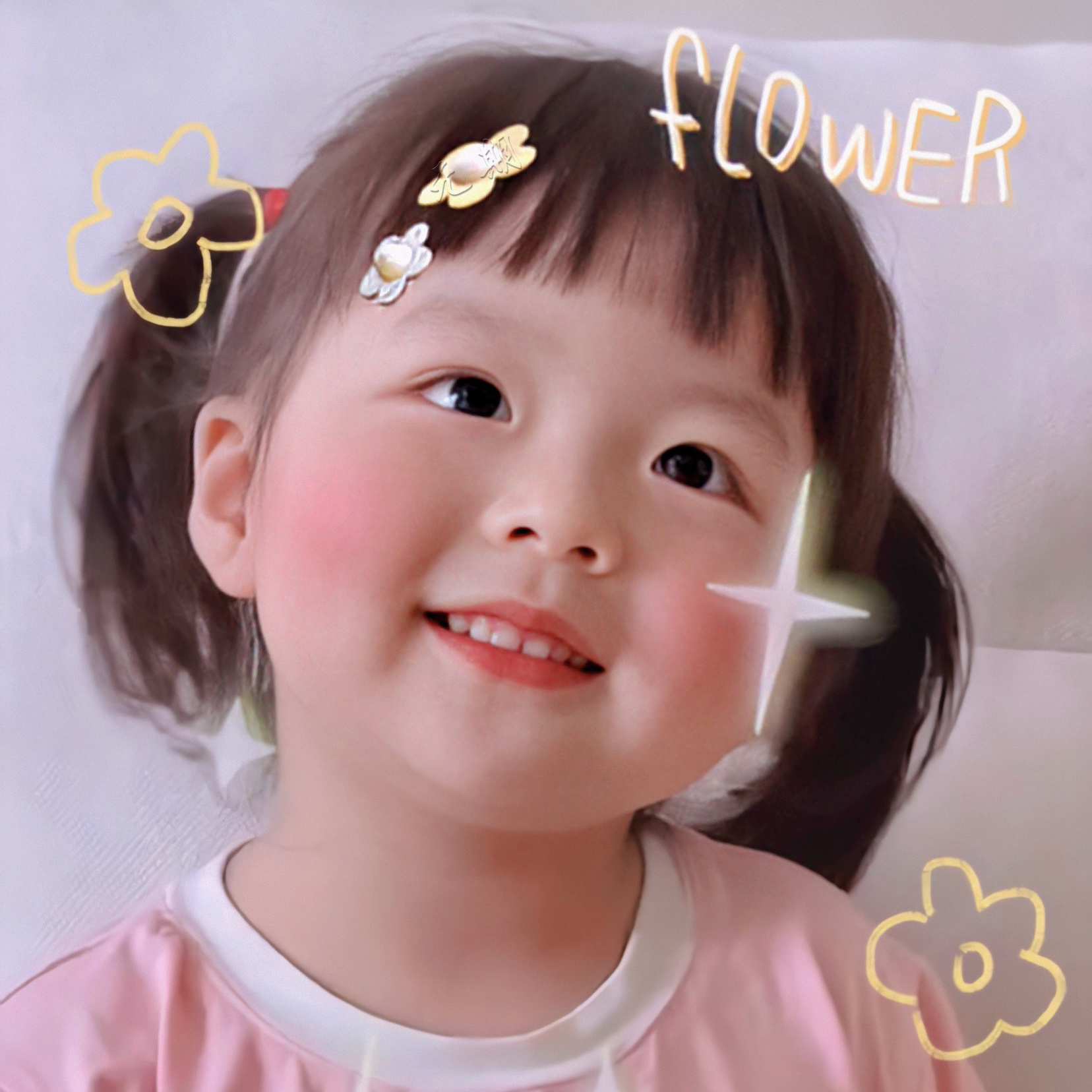 粉色可爱分丸子妹微信头像