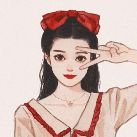 手绘气质美女微信头像