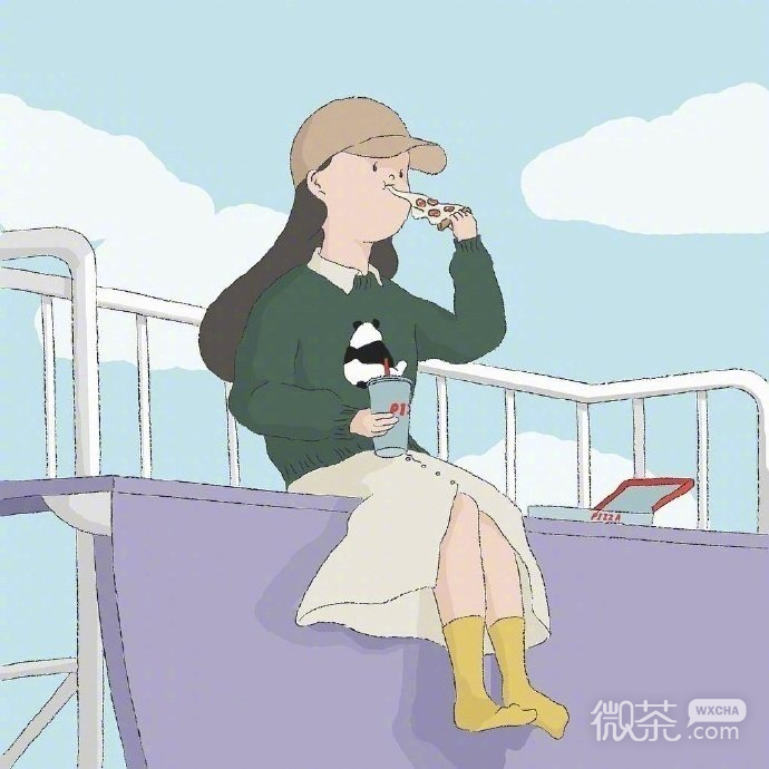 简单美丽的手绘可爱女孩微信素材图片