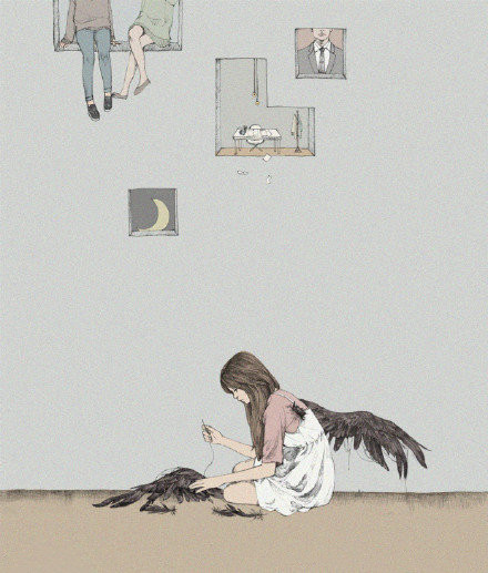 超美的插画微信朋友圈配图